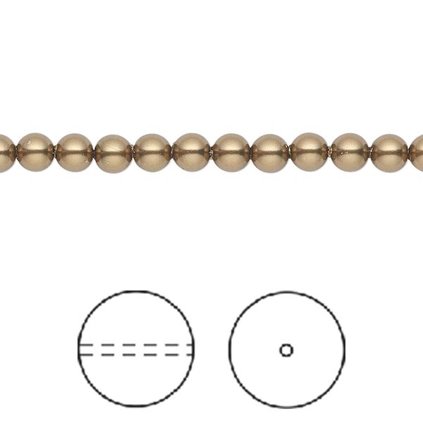 Pearl 500pk antique brass, Swarovski&reg; 4mm round 5810 image number 0
