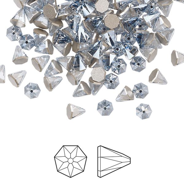 Flat back 144pk crystal blue shade foil back, Swarovski&reg; 4mm round spike 2019 image number 0