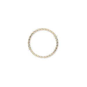 Jump ring 1pkg100 gold-plated, 15mm twisted round, 18 gauge / 13.7mm inside diameter / brass