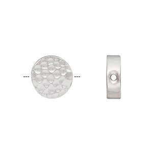 Bead 1pkg1 sterling silver, 12x5mm hammered flat round, Hill Tribes