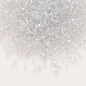 Seed bead, Delica&reg;, glass, pkg/250g, #11 round, translucent silver grey-lined luster crystal clear (DB-0271).