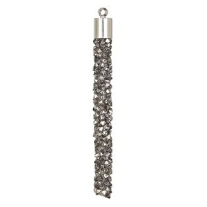 Focal, glass / resin / imitation rhodium-finished brass, gunmetal, 53x6mm stick. Sold per pkg of 4.