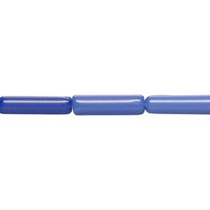 Bead, cat's eye glass (fiber optic glass), dark cobalt blue, 15x4mm-16x5mmround tube. Sold per 14-inch strand, approximately 25 beads.