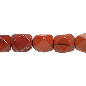 Red jasper 1pkg1, tumbled faceted pebble bead natural 15.5-16 inch medium