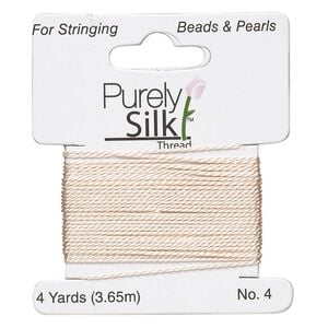 Thread, Purely Silk&trade; 2pkg2yd, pink, medium-heavy, size #4, 24-pound test, card.