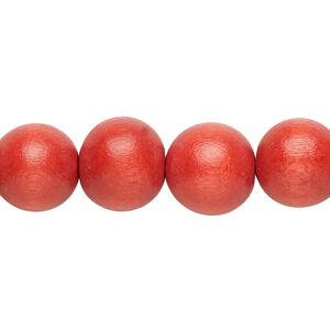 Bead 1pkg1, Taiwanese cheesewood (dyed / waxed), dark orange, 11-12mm round, 15-1/2 to 16 inches.