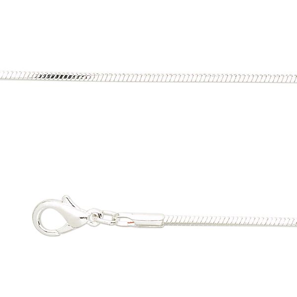 Chain 1pkg2 silver-plated snake, 1mm square / lobster claw clasp, brass 18 inch image number 0