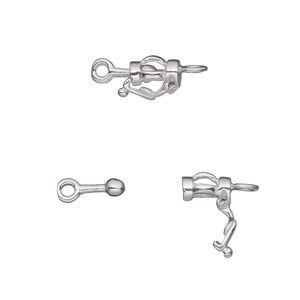 Clasp fold-over 1pkg1 sterling silver, 8x5mm fancy open cage, 1-strand