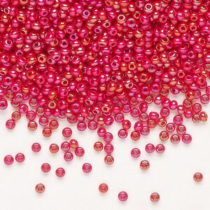 Seed bead, Preciosa Ornela Czech glass, pkg/50g, #11 rocaille, opaque rainbow red, (94190).