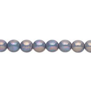 Bead, Czech glass druk, opaque light green nebula, 6mm round. Sold per 15-1/2" to 16" strand.