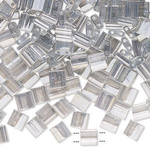 Seed bead, TILA&reg;, glass, pkg/10g, 5mm full tila square, translucent luster light grey, (TL-1881).