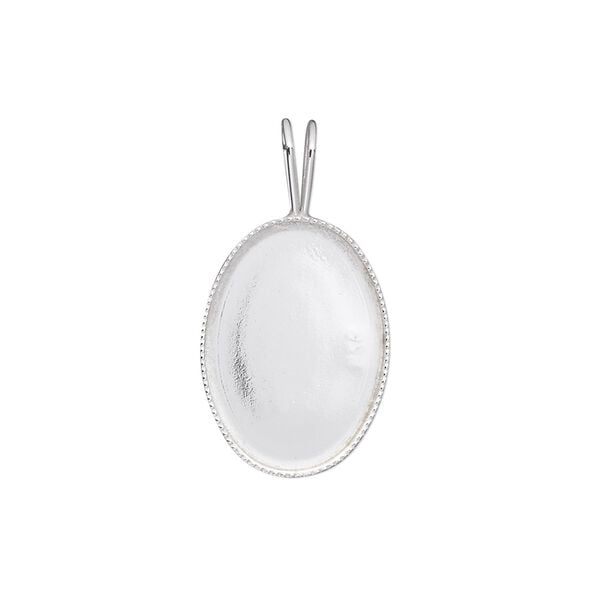 Pendant, sterling silver, 18x13mm oval setting. Sold individually. image number 0