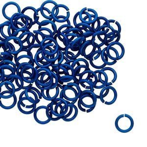 Jump ring 1pkg100 aluminum, 6mm round, 18 gauge / 4.2mm inside diameter / dark blue