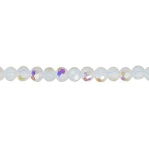 Bead 1pk 32 facets translucent clear frosted AB, Celestial Crystal&reg; 4mm round 15.5-16 inch