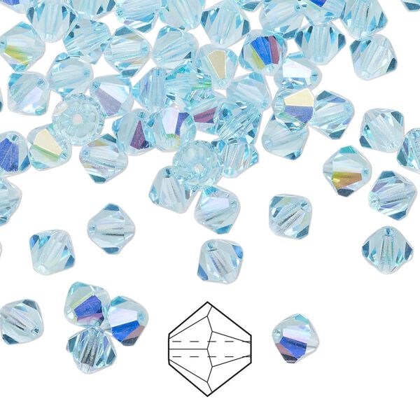 Bead 144pk aqua bohemica AB, Preciosa Czech crystal 5mm bicone image number 0
