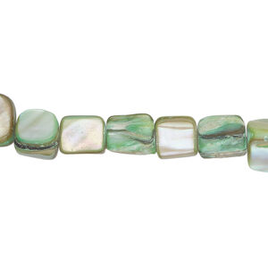Mother-of-pearl shell 1pkg1, triangle tube bead 15 inch seafoam 6x5mm-11x9mm