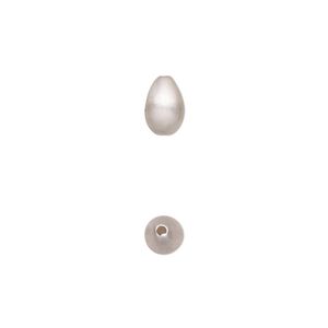 Bead 1pkg1 sterling silver, 8x5mm teardrop, satin
