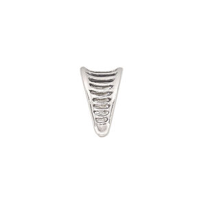 Bail, ice-pick, antiqued sterling silver, 13x9mm triangle with cutout lines, 10mm grip length. Sold individually.