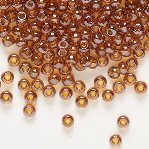 Seed bead, Preciosa Ornela Czech glass, pkg/500g, #6 rocaille, translucent luster topaz, (16090).