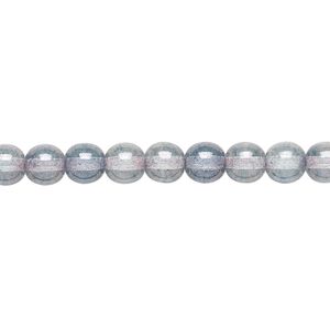 Bead, Czech glass druk, translucent blue luster, 6mm round. Sold per 15-1/2" to 16" strand.