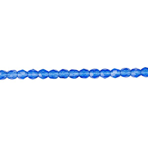 Bead, Czech fire-polished glass, light cobalt, 3mm faceted round. Sold per 15-1/2" to 16" strand, approximately 130 beads. image number 0