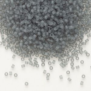 Seed bead, Delica&reg;, glass, pkg/7.5g, #11 round, translucent matte grey (DB-0749).