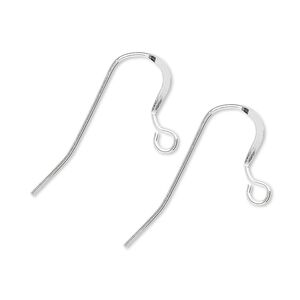Ear wire fishhook 1pkg10 sterling silver, 16mm flat / open loop, 21 gauge 5 pair