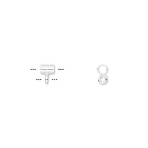 Bead 1pkg10 silver-plated, 4x3mm tube / open loop, brass