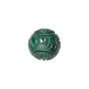 Malachite 1pkg1, hand-cut carved round bead natural 16mm