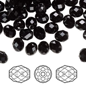 Bead 288pk jet, Swarovski&reg; 7x6mm olive briolette 5044