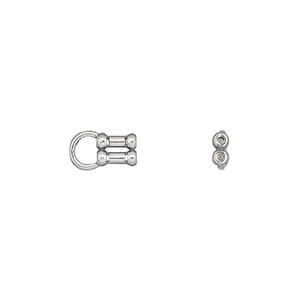 Crimp end 1pkg2 sterling silver, 10x6mm tube / 0.9mm inside diameter, 2-strand / antiqued / JBB Findings
