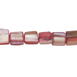 Mother-of-pearl shell 1pkg1, triangle tube bead 15 inch rhubarb 7x6mm-13x9mm