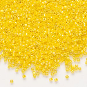 Seed bead, Delica&reg;, glass, pkg/250g, #11 round, opaque rainbow canary (DB-1572).