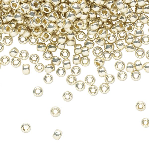 Seed bead, TOHO BEADS&reg;, glass, pkg/50g, #8 round, opaque galvanized PermaFinish aluminum (TR-08-PF558). image number 0