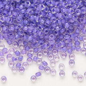 Seed bead, Dyna-Mites&trade;, glass 1pkg0.5kg, #8 round, transparent inside dyed color dark lilac (214 8/0 RR)