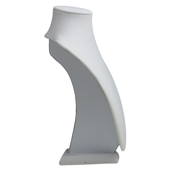Display, necklace, velveteen and steel, white, 11 x 7-1/4 x 6 inches. Sold individually. image number 1
