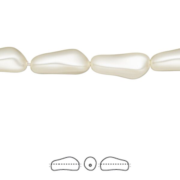 Pearl 100pk cream, Swarovski&reg; 14x6mm baroque elongated 5844 image number 0