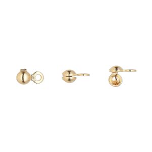 Bead tip side clamp-on 1pkg100 gold-plated, 6.5x3.5mm / closed loop, brass / Hot Tips&reg;