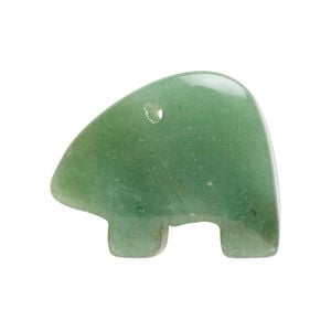 Green aventurine 1pkg1, half-drilled Zuni-style bear focal natural, 28x20mm-33x26mm light to medium