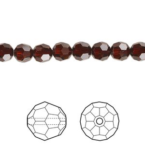 Bead 12pk smoked amber, Crystal Passions&reg; 6mm round 5000