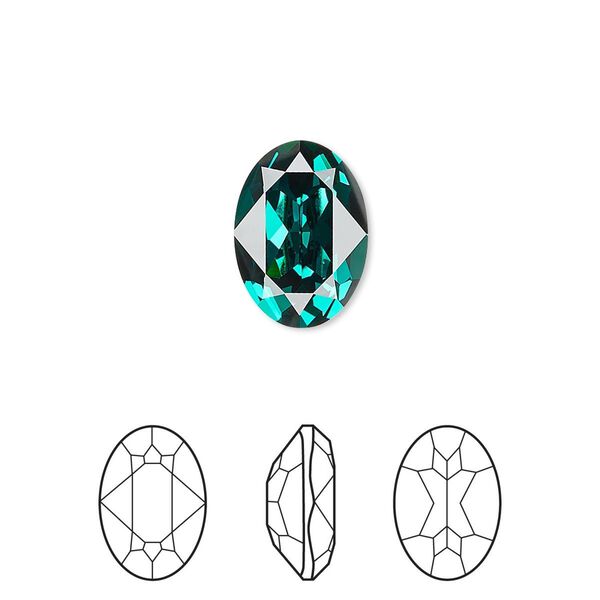 Fancy stone 1pk emerald foil back, Crystal Passions&reg; 14x10mm oval 4120 image number 0