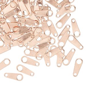 Chain tab 1pkg100 copper-plated, 10x4mm, brass