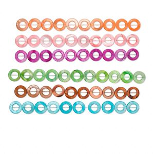 Mother-of-pearl shell 1pkg6, round donut bead 15.5 to 16 inch assorted colors 20mm
