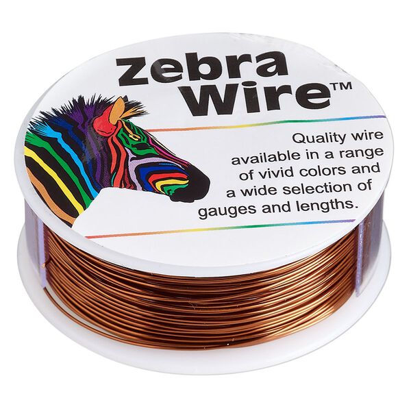 Wire, Zebra Wire&trade;, color-coated copper, brown, round, 24 gauge. Sold per 1/4-pound spool, approximately 71 yards. image number 0