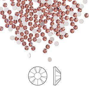 Flat back 144pk rose peach foil back, Preciosa MAXIMA Czech crystal rhinestone 2.1-2.3mm chaton rose round SS7