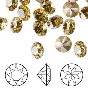 Chaton 144pk dark jonquil foil back, Swarovski&reg; 8.16-8.41mm round SS39 1088