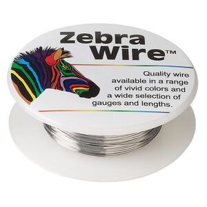 Wire, Zebra Wire&trade;, color-coated copper, titanium, round, 26 gauge. Sold per 30-yard spool.