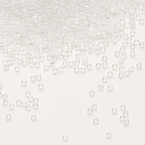 Seed bead, Miyuki, glass, pkg/250g, #15 rocaille, translucent rainbow crystal clear (RR-250).