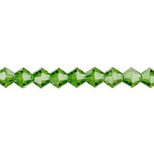 Bead 1pk transparent green, Celestial Crystal&reg; 6mm bicone 15.5-16 inch