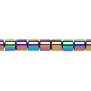 Hemalyke&trade; 1pkg1, rainbow titanium-coated tube bead 15.5-16 inch 6mm